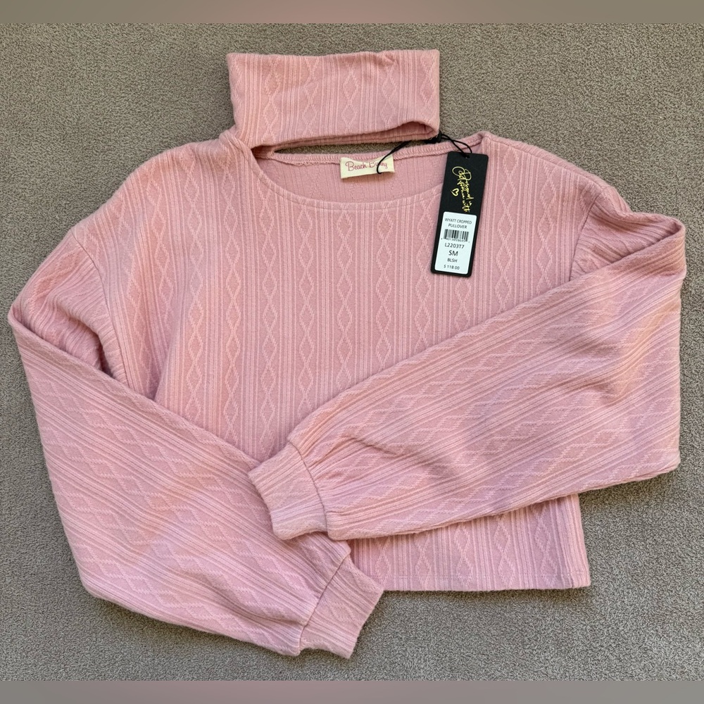 Beach Bunny - Wyatt Knit Cropped Pullover- BLUSH